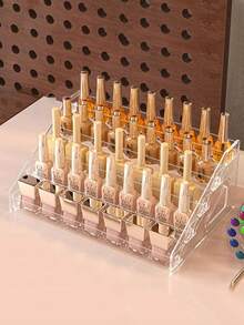 1pc Multi-Layer Transparent Nail Polish Display Rack, Home Daily Use Lipstick Cosmetics Nail Polish Storage Shelf, Plastic Storage Rack/Nail Salon Display Rack/Multi-Layer, Used For Storing Nail Polish, Lipstick, Tools And Other Items - Clear - View 4