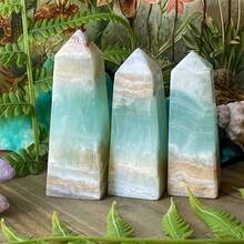 1pc Caribbean Calcite Tower With Irregular Holes. Semi-Crystalline Sodium Calcium Borate Crystal. Decorated With Natural Beach-Themed Blue-Green And B - Multicolor - View 5