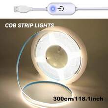 USB Powered COB Light Strip Set, Touch Dimming - Long Press To Adjust Brightness, 3 Color Temperatures Available For Birthday And Space Halloween Theme Occasions - Soft Light For TV Backlight, Bedroom - 彩色 - 查看 13