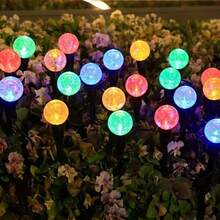 20入 LED 氣泡球太陽能路徑燈,8種照明模式附自動感應,IPX4 防水,暖白色/彩色戶外花園燈,適用草坪、露台、婚禮、聖誕派對、露營,四季通用 - 彩色光 - 查看 3