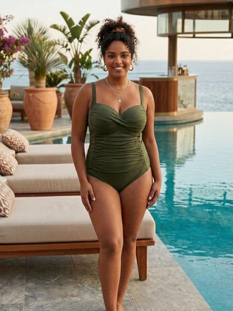 Plus Size Rashguards - Armeegrün - Übersicht 1