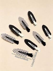8/4pcs Black & White Polka Dot Seamless Hair Clips, Fashionable Bangs & Messy Bun Hair Clips, Suitable For Dates, Beach Vacation, Dress Matching, Outings, Gifts - Multicolor - View 7