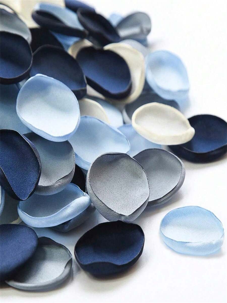50/100pcs Silk Sky Blue Mixed Color Artificial Rose Petals, Wedding Proposal Flower Basket Aisle Bride Party Tabletop Decoration Petals - Multiple Styles - View 1