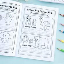 English Spanish Bilingual Children's Enlightenment Practice Book Letters Numbers Words Tracing Coloring Picture Book Back To School Early Education Activity Workbook Teacher Classroom Reward Learning Small Gift - 彩色 - 查看 5