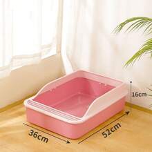 52*36*16cm High Splash-Proof Open Cat Litter Box, Household Plastic Cat Toilet, Random Color Shipment - A Shovel - View 2