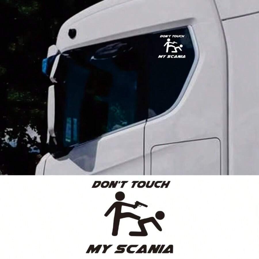1pc Don't Touch My Scania Funny Cartoon Car Truck Sticker, Vinyl Waterproof Sun-Proof Scania Heavy Truck Window Warning Decal, Truck Modification Scratch Cover Decorative Sticker - Scania - View 1