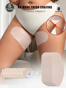 10/20pcs Invisible Long Thigh Patches, Sweat-Absorbing, Leg Protection, Pressure Relief, Multi-Functional Anti-Chafing Thigh Patches, Free Flower-Shaped Nipple Covers - Multicolor - View 2