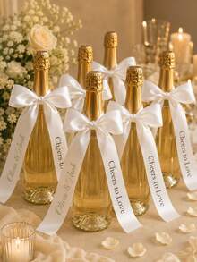 Customized Ribbon, Combination Bow, Customized Bridal Party, Gift, Wedding Bridesmaid Commemorative Ribbon, Suitable For Wedding, Funeral, Birthday (Champagne) Customized Ribbon Wedding Satin Ribbon, Baby Shower Decoration, Photo Frame, Party Invitation Or Decorative Ribbon - Exclusive Customized Ribbon - Multicolor - View 7