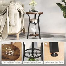 Small Round Side Table With 3 Storage Shelves - Rustic Brown - T0001-01-3567 - View 8