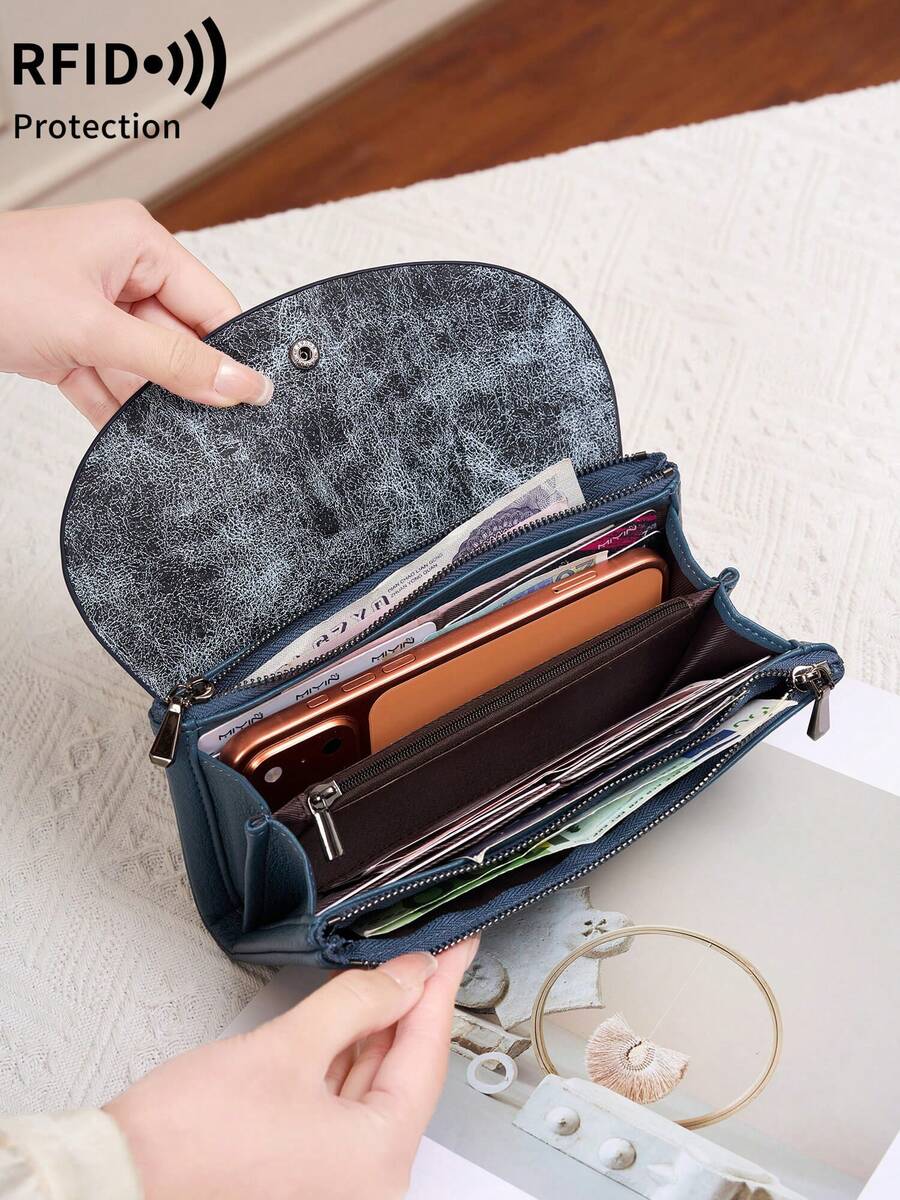 FOREVER MIYIN Vintage Dual-Tone Textured Long Wallet For Women, Large Capacity With Multiple Card Slots, Coin Purse, Cash Organizer, Phone Bag, Change Pouch, Fashionable For Daily Use And Business Commute, Gift For Mother