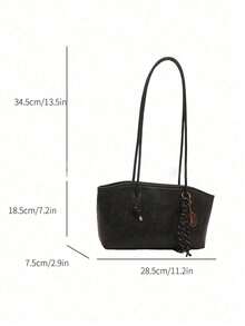 Dedoo 1pc New Coffee Color Bowling Bag, Autumn/Winter Vintage Style, Suitable For Commuting/Student Use (Pendant Not Included) - Coffee Brown - View 9