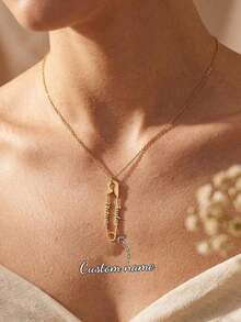 Collar con nombre personalizado de acero inoxidable, collar personalizado con cadena de caja dorada, regalo de joyería para novia, familia - Oro - Estilo 13 - Ver 2