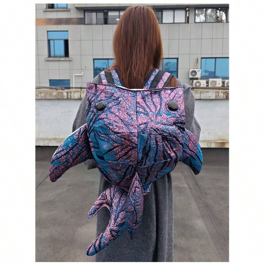 Outdoor Travel Bag, Large-Capacity Portable Storage Bag, Versatile Street Travel Bag, Ocean Shark Bag, Suitable Daily Outings, Parties, And Gatherings, Unique And Versatile Backpack - Purple - View 1
