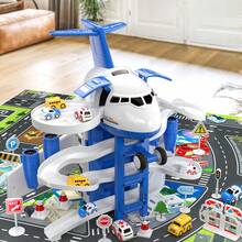 TEMI Transformable Airplane Toy For Aged 3+, 2-In-1 Car Track And Transport Plane, Simulation Inertia Aircraft With Sound & Light, Educational Toy, Interactive Toy, Christmas Birthday Gift - Blue - View 5