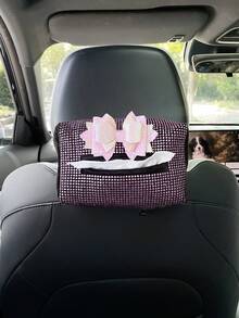 創意水鑽汽車面紙盒 蝴蝶結裝飾車用面紙架 後座面紙架 扶手面紙盒 遮陽板面紙架 - 蝴蝶結 - 查看 3