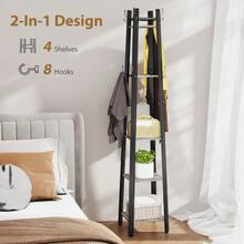 Industrial-Style Four Shelf Coat Stand - Grey/Black - T0001-01-3809 - View 9