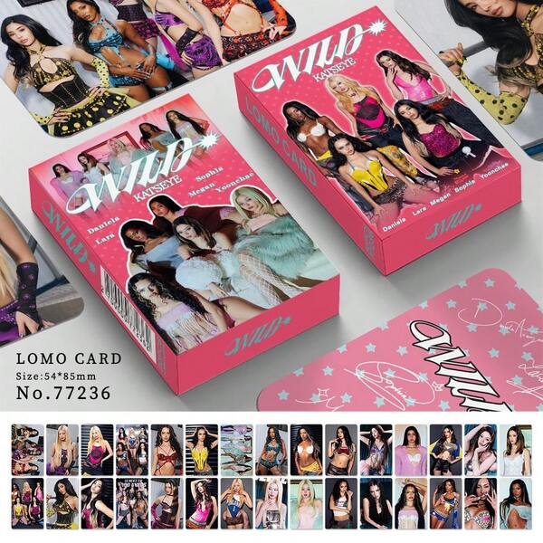 K ATSE YE W ILD Series Boxed LOMO Cards, Standard 54*85mm 3-Inch Size, Full Set Of Member Stage Photos, High-Definition Double-Sided Printing With Vibrant Colors, Card Backs With Member Exclusive Signatures And Star Decorations, Smooth Rounded Corners, Can Be Stored In Card Albums, Suitable For European And American Girl Group Fans Collection, Scrapbooking, Desk Decoration, Also A Beautiful Fan Support Gift For Star-Chasing Friends