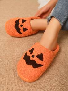 Women's Autumn/Winter European & American Unisex Halloween Winter Warm Orange Fur Slippers - Burnt Orange - View 5