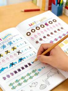 1 Book 64 Pages Math Workbook, Addition And Subtraction Within 10, Mental Math Practice Book, Preschool Math Workbook, Image-Based Formula Decomposition Calculation Book, Fun Arithmetic Problems Book, Suitable For Home Early Number Cognition Enlightenment, School, Students, Stationery, Learning Supplies, Back To School Season - A - View 2