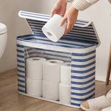 Transparent Bathroom Storage Box, Foldable Tissue Basket With Lid, Household Toilet Paper And Bathroom Sundries Organizer - Black - View 12
