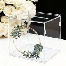 DIY Large White Acrylic Gift Card Box With Card Slot And Transparent Window, Greeting Card Storage For Wedding, Graduation, Birthday Party, Party Favor Tabletop Decor - A - View 8