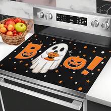 (Hot !!) 1PC Halloween Ghost Pumpkin Pattern, 2D Flat Stove Protector Mat And Non-Slip Heat-Resistant Rubber Stove Cover Mat Suitable For Induction Cooktop, Glass Cooktop And Multi-Function Anti-Scratch Mat, Also Best Choice For Oven, Washing Machine, Dryer And Kitchen Decoration. - Multicolor - View 1