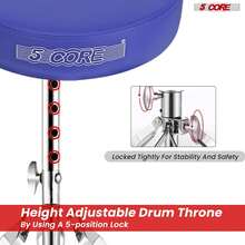 5 CORE 5Core Drum Throne Adjustable Guitar Stool Padded Seat + Drum Practice Pad Snare Drumming Stand - Blue - View 5