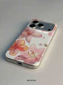 GIIPPA 1pc Pink Hibiscus Pattern Design Phone Case, Compatible With Phone 17 Pro Max, 16 Pro Max, 15 Pro Max, 14 Pro Max, 11/12/13/14/15/16 Pro Max Plus, Korean Style High-End Fashion Fun Elegant Design Suitable For Men And Women, Perfect Gift For Girlfriend On Christmas, Valentine's Day, Easter, Wedding Season And Birthday! - Multicolor - View 4