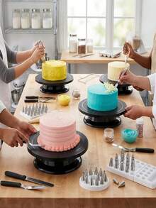 Plato giratorio para tartas de 360°, soporte para decorar tartas, bandeja de horneado de giro fácil, plato de exhibición para decorar cupcakes, herramienta de horneado DIY multifuncional - Multicolor - Ver 8