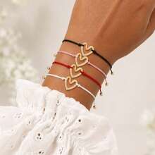 1pc Simple Fashion Heart Pendant Colorful Adjustable Rope For Women - Heart - View 1