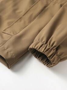 Minimalist Colorblock Zip-Up Hoodie Jacket For Women's Daily Wear - Green - View 6