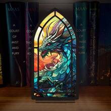 2D Flat Style, 1pc Dragon Shaped Bookend Decor - Gothic Library Sign, With Dragon And Book Spine Design, Suitable As Christmas, Valentine's Day, Thanksgiving Gift For Readers And Fantasy Book Fans, Also As Library Or Desk Decoration (Candle Not Included) - A - View 2