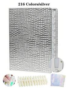 120 Colors Stone Texture Professional Nail Art Display Book, DIY Nail Art Display Rack, Gel Nail Polish Color Card, Dedicated Display Board, Artificial Nail Tools And Digital Stickers, Premium Quality - Multicolor - View 13