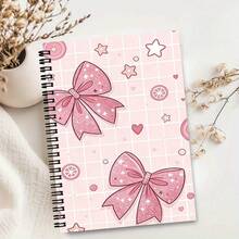 Spiral Coil Notebook - 1pc Pink Star Pattern Cover Notebook A5 Spiral Coil 100 Pages Student Classroom Notes Diary Notebook Stationery, Suitable For Professionals, Students And Office Use - Back To School Gift Choice, Fall Semester Essentials - Pink Tones - View 7