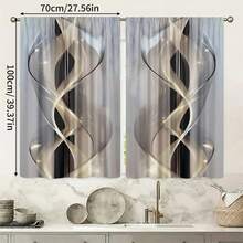 2pcs Modern Abstract Line Polyester Printed Curtains, All Season Modern Design, 100% Polyester Fiber, Filter/Translucent/Privacy Protection, With Rod Pocket, Easy To Install, Perfect For Kitchen, Laundry Room, Bedroom, Study, Living Room - Multicolor - View 17