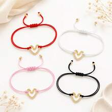 1pc Simple Fashion Heart Pendant Colorful Adjustable Rope For Women - Heart - View 6