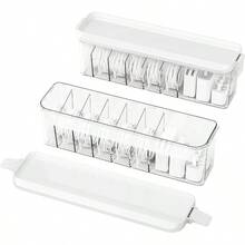 2 Pack Organizer Box With Lid, Charge Cord Storage Organizer Stackable Storage Box, Fixed Dividers, No Ties, Dustproof Wire Management Home Office Electronics - View 8