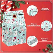 Christmas Snowflake & Reindeer Gift Bags With Stickers, Holiday New Year Paper Gift Bags For Parties, Holiday Celebrations And Decorations, Reindeer Christmas Decor, Portable For Outdoor Use, Holiday Gift For Friends - View 10