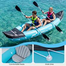 10.5 FT Inflatable Kayak 2 Person With Aluminum Paddles Fin Seats And Foot Pump - Default Title - View 6