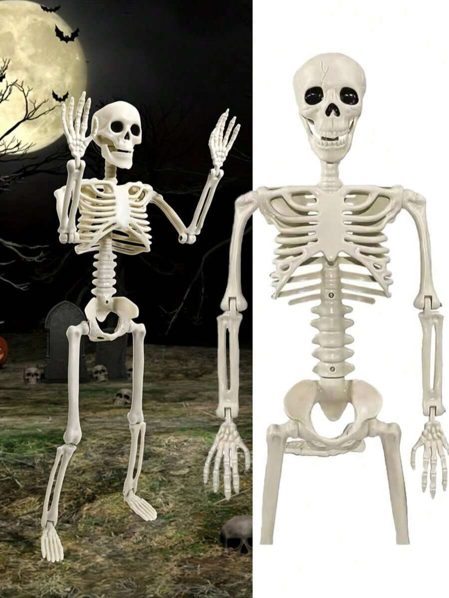 OBOVAY Skeleton Posable Figure Prop, Bone Decoration Prop, Scary Skeleton Bones, Halloween Haunted House Room Venue Holiday Atmosphere Decoration, Plastic Skeleton Prop With Movable Joints, Christmas Home Decor, Halloween Home Decor, Fall Home Decor, Christmas Decor, Christmas Gift - View 1