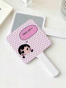 1pc Cute Yuy Korean Style Cartoon Handheld Makeup Mirror, Travel Portable Handheld Mirror Makeup Mirror, Birthday Gift For Family And Female Friends - Multicolor - View 3