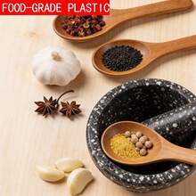 Plastic Mortar And Pestle Set Guacamole Bowl Shell Garlic Pepper Press Grinder Crusher Mix ﻿Supplies - Black - View 5