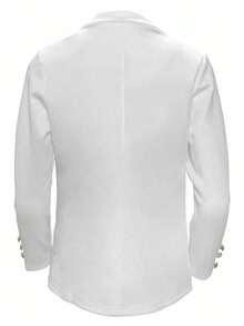 1pc Casual Versatile Minimalist Commute Knit Cardigan Jacket With Turn-Down Collar And Button Cuffs - White - View 4