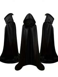 Halloween Hooded Black Death Cloak, Halloween Children's Party Cloak, Halloween Party Decoration Wear - Multicolor - View 1