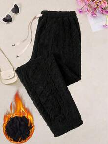 Women's Winter Sports Casual Fleece Pants, Suitable For Jogging, Cycling, Ball Games And Fitness Multi-Functional Long Pants - Black - View 3