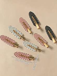8/4pcs Black & White Polka Dot Seamless Hair Clips, Fashionable Bangs/Messy Bun Hair Clips, Suitable For Dating, Beach Vacation, Outfit Matching, Going Out, Gifting - Multicolor - View 4