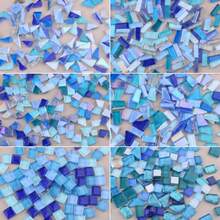 120g Blue Series Glass Mosaic Tiles - Square Trapezium Triangle Irregular-Shaped Premium Craft Decorative Pieces For Creative Art, Painting, Handmade Jewelry, And DIY Projects - A - View 2