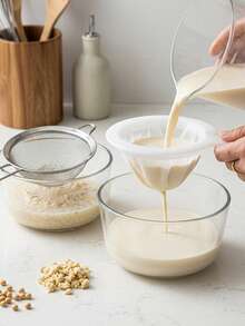 Saringan Jaring Halus Genggam, Filter Makanan Dapur yang Dapat Digunakan Kembali dengan Batang Penekan, Saringan untuk Susu Kedelai, Jus, Teh, Anggur, Tepung, Kue & Minuman Buatan Sendiri, Mudah Dibersihkan - MultiWarna - View 4