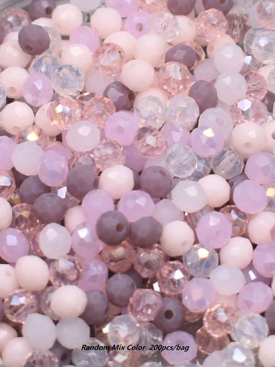 200 piezas de cuentas de vidrio de doble cono de 4mm de colores mixtos para hacer joyas y accesorios de collares - Multicolor - Ver 1