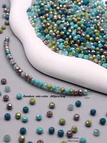 200 piezas de cuentas de vidrio de doble cono de 4mm de colores mixtos, para hacer joyas y accesorios de collares - Multicolor - Ver 4